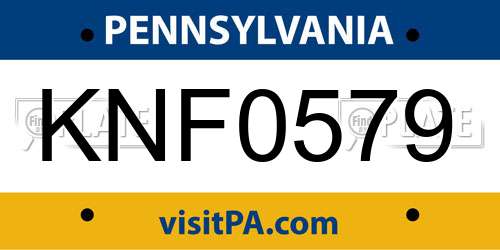 KNF0579 Pennsylvania License Plate