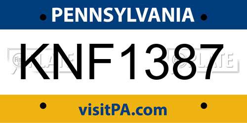 KNF1387 Pennsylvania License Plate