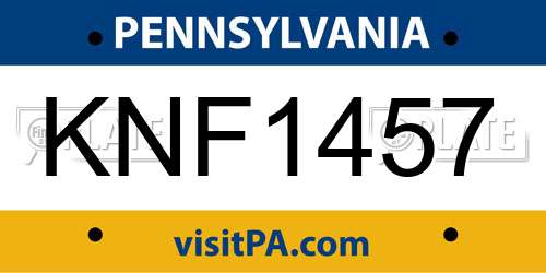 KNF1457 Pennsylvania License Plate