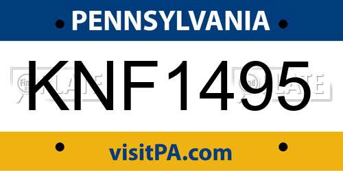 KNF1495 Pennsylvania License Plate