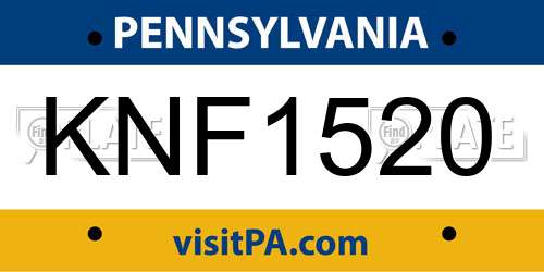 KNF1520 Pennsylvania License Plate