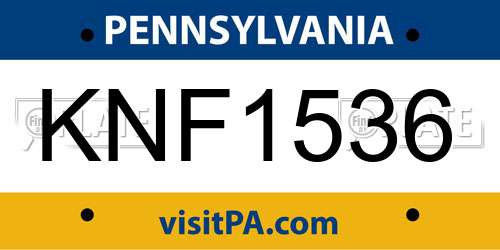 KNF1536 Pennsylvania License Plate