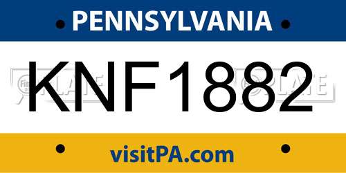 KNF1882 Pennsylvania License Plate
