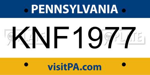KNF1977 Pennsylvania License Plate