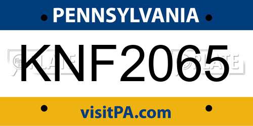 KNF2065 Pennsylvania License Plate