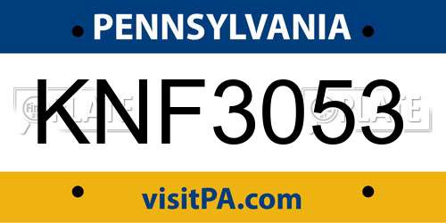 KNF3053 Pennsylvania License Plate
