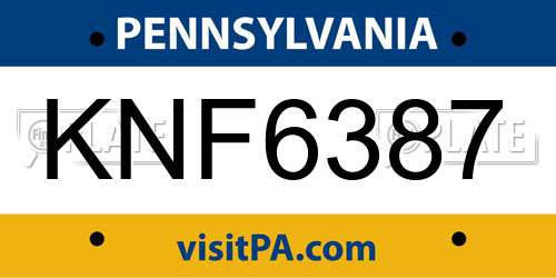 KNF6387 Pennsylvania License Plate