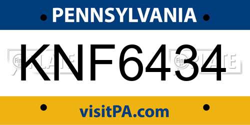 KNF6434 Pennsylvania License Plate