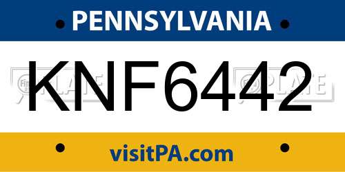 KNF6442 Pennsylvania License Plate