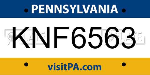 KNF6563 Pennsylvania License Plate