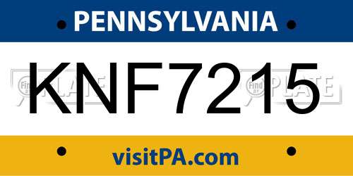 KNF7215 Pennsylvania License Plate