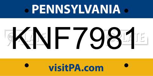 KNF7981 Pennsylvania License Plate