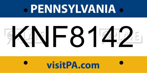 KNF8142 Pennsylvania License Plate