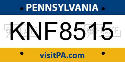 KNF8515 Pennsylvania License Plate
