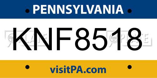 KNF8518 Pennsylvania License Plate