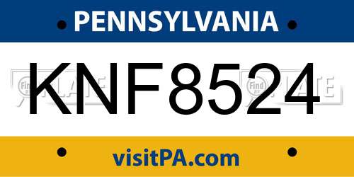 KNF8524 Pennsylvania License Plate