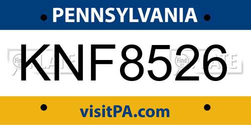 KNF8526 Pennsylvania License Plate