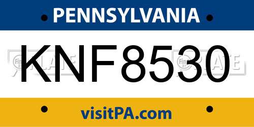 KNF8530 Pennsylvania License Plate