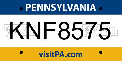 KNF8575 Pennsylvania License Plate
