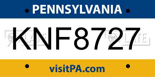 KNF8727 Pennsylvania License Plate