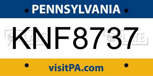 KNF8737 Pennsylvania License Plate
