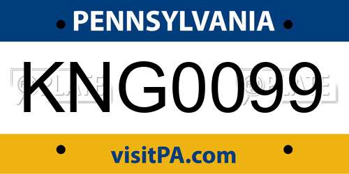KNG0099 Pennsylvania License Plate