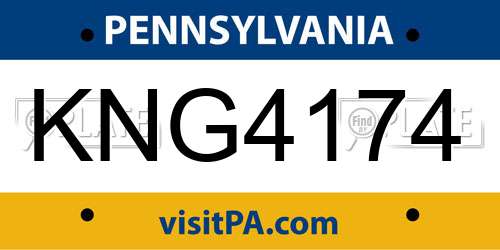 KNG4174 Pennsylvania License Plate