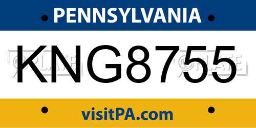 KNG8755 Pennsylvania License Plate