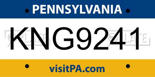 KNG9241 Pennsylvania License Plate