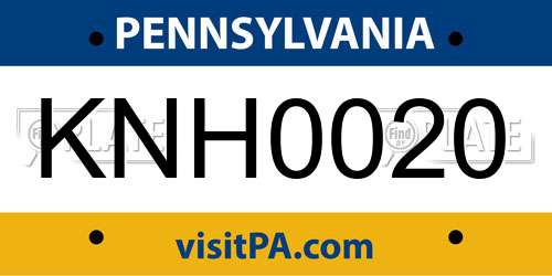 KNH0020 Pennsylvania License Plate