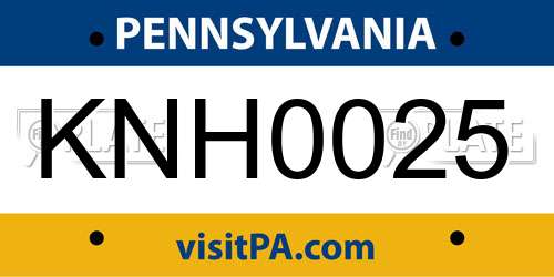 KNH0025 Pennsylvania License Plate