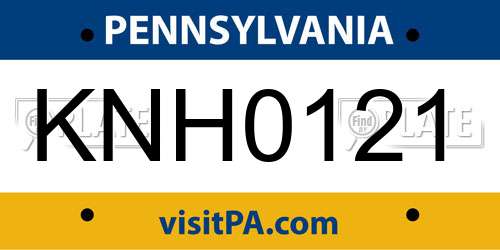 KNH0121 Pennsylvania License Plate