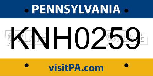 KNH0259 Pennsylvania License Plate