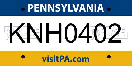 KNH0402 Pennsylvania License Plate
