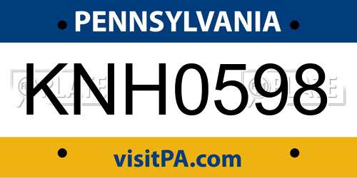 KNH0598 Pennsylvania License Plate