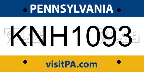 KNH1093 Pennsylvania License Plate