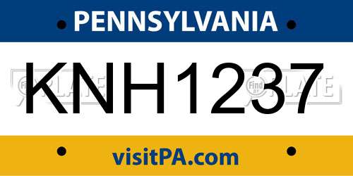 KNH1237 Pennsylvania License Plate
