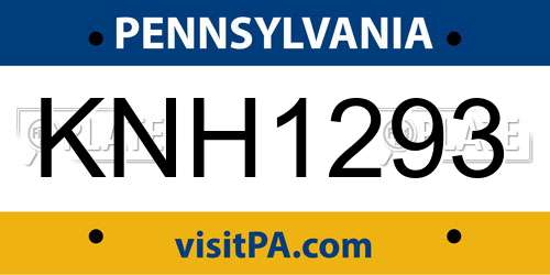 KNH1293 Pennsylvania License Plate