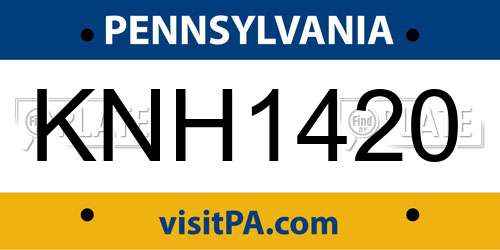 KNH1420 Pennsylvania License Plate