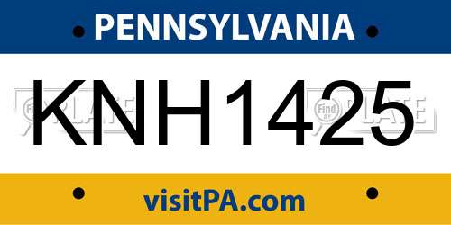 KNH1425 Pennsylvania License Plate