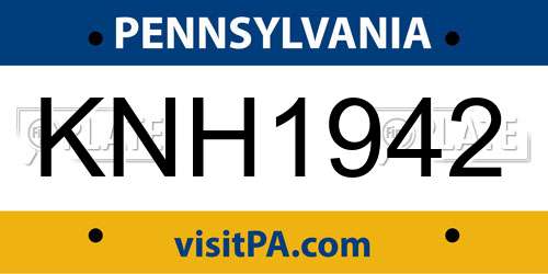 KNH1942 Pennsylvania License Plate