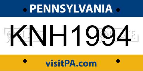 KNH1994 Pennsylvania License Plate
