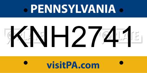 KNH2741 Pennsylvania License Plate