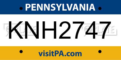 KNH2747 Pennsylvania License Plate