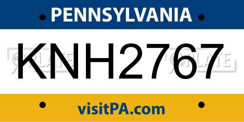 KNH2767 Pennsylvania License Plate