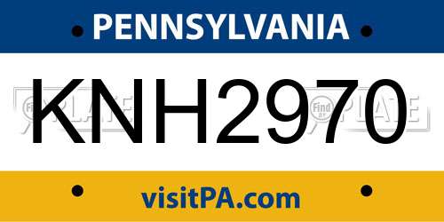 KNH2970 Pennsylvania License Plate
