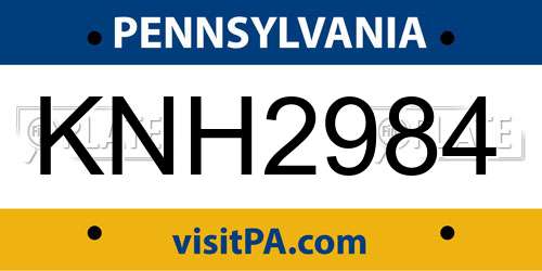 KNH2984 Pennsylvania License Plate