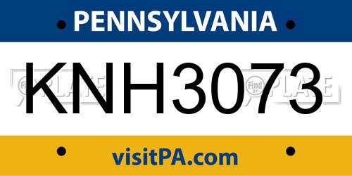 KNH3073 Pennsylvania License Plate
