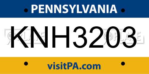 KNH3203 Pennsylvania License Plate