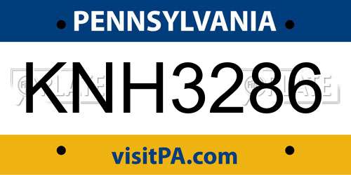 KNH3286 Pennsylvania License Plate